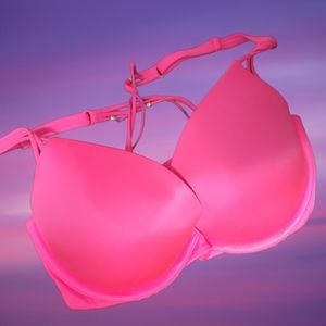 💀32DD Victorias Secret Pink Racerback Front Close Push Up Bra💀